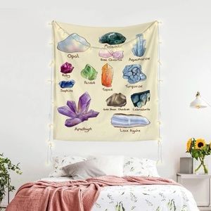 🔥5 for $25🔥 NEW Crystal Gemstone Rock Geology Print Wall Art Tapestry